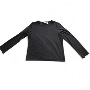 Kim Rogers Petite Large Black Long Sleeve Top 95% Cotton 5%‎ Spandex